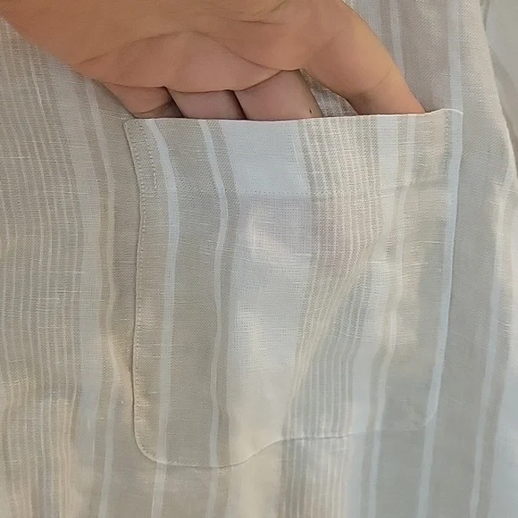 BROOKS BROTHERS Irish linenshort sleeve camp collar  STRIPED sport SHIRT - Picture 4 of 12